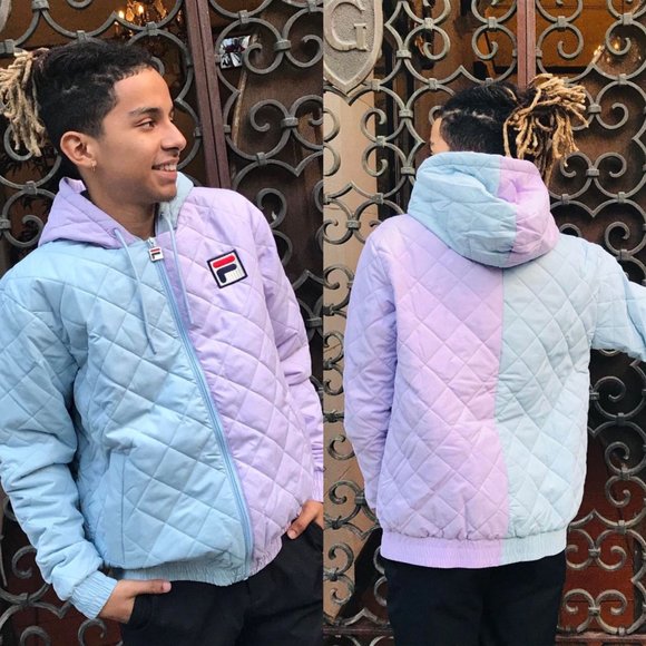 Men's FILA Lt BlueLavander Quilty Hooded Jacket